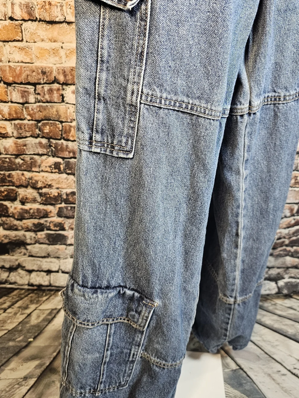 PTCL Wide Leg Cargo Jeans Size 28 Baggy Utility Denim Y2K Streetwear